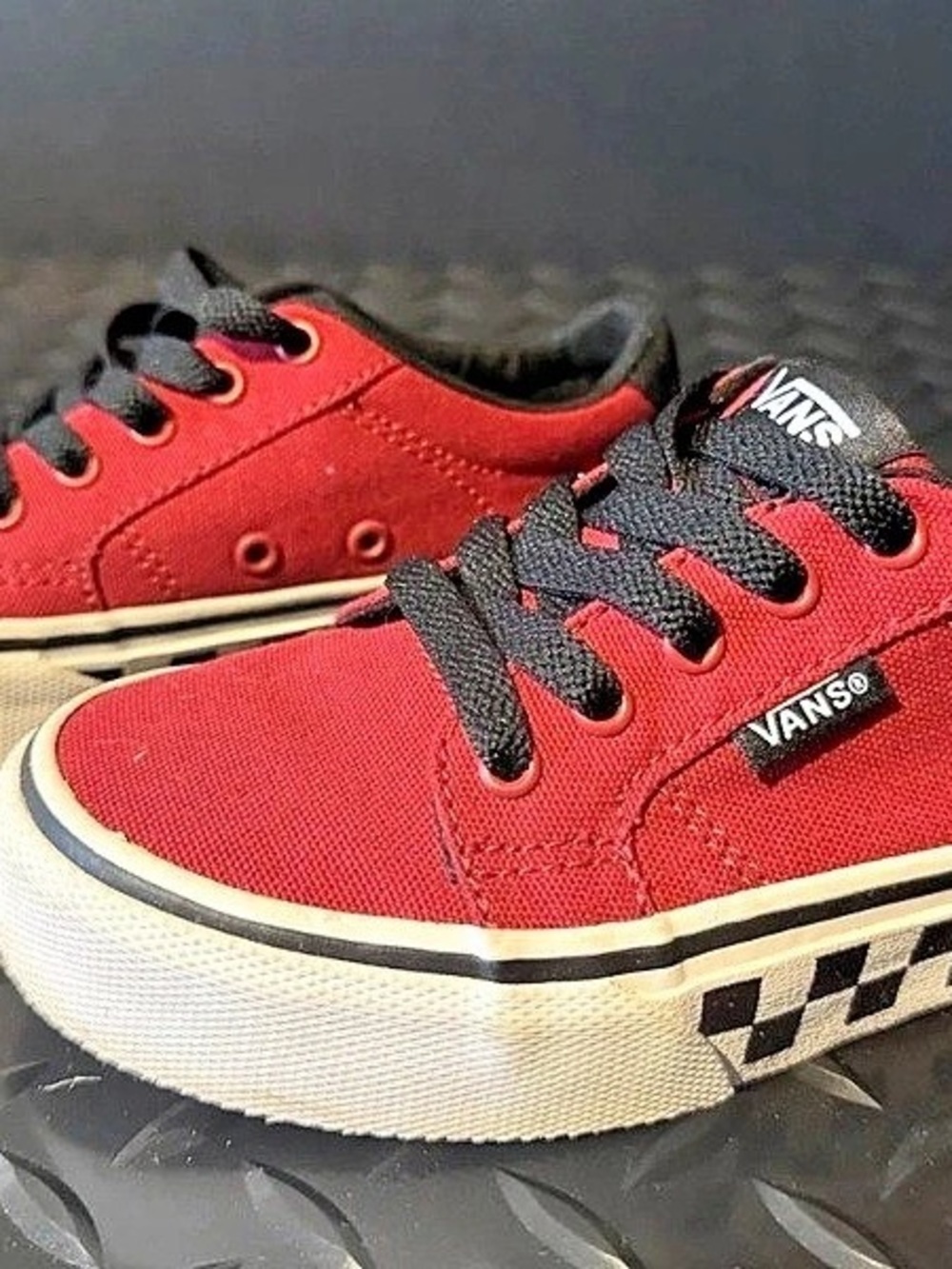 Kids Vans Bishop Checkerboard Sneakers Red US 11.5